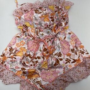 Floral Flounce Satin Teddy/Romper